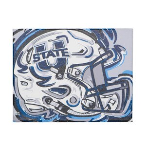Utah State Painted Football Helmet Canvas Art by Justin Patten